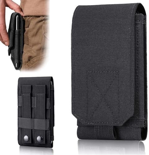 COYUN Etui Ceinture Clip Sacoche Universel,Sac de Téléphone Portable,Pochette Ceinture Homme Armée Camo Molle Sac pour Téléphone Mobile Poche Ceinture Étui Housse Taille L (Noir)
