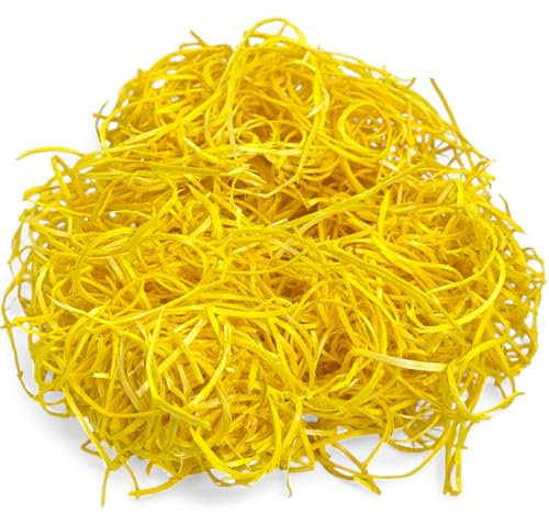 MIJOMA Deko Gras für Bastelfreude: Holz-Fasern zum Basteln, Ostergras für Nest & Geschenke, 30g, Vielfältige Farben (Hellgelb)