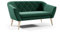 Sofa Gloria II Sitzer Velours skandinavischen Bank beige Samt Holzbeine schöne Steppung (Manila 35 - grün)