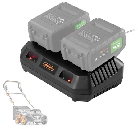 VonHaus Dual Battery Charger for Cordless Scarifier 40V (2x 20V) – Spare Replacement Part