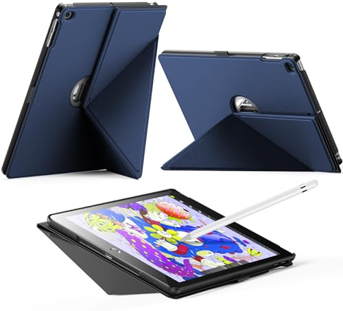 INFILAND Hülle für iPad 6./5th Gen (2018/2017), iPad Air 2/1 (9,7 Zoll), magnetische Schutzhülle mit Stifthalter, Faltbarer Ständer, Auto Wake/Sleep (Marineblau)