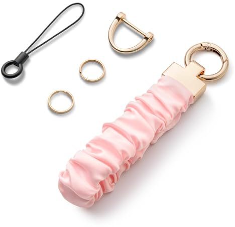 MORSUNBELA Porte-clés Femme, Lanière de Poignet élastique Universel, Porte Clef Lanière, Dragonne avec Boucle Anti Perte en D, Rose