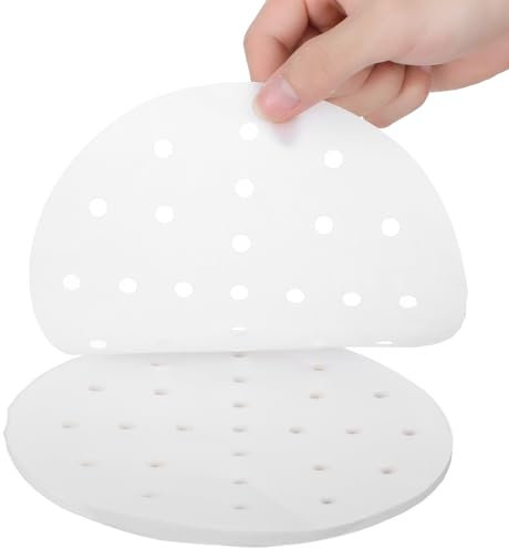 100 Stück Dim Sum Papier Dampfgarer Papier 18 cm Perforiertes Backpapier Rund Pergament Papiers Dampfgarer Papiers für Bambus Dämpfen Matte Dampfkorb