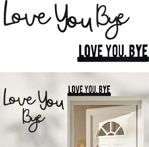 2PCS Love You Bye Above Door Sign,Wooden Black Love You Bye Door Topper Wall Art for Hallway and Stairs,Wall Decoration Sign for Valentines Home Decorations