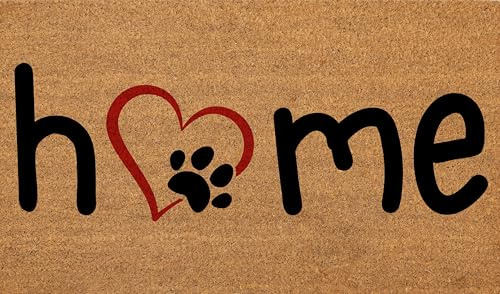 COCONIQ Coir Door Mats 43x76 cm, Non-Slip Sturdy, PVC Backed Heavy Duty, Easy to Clean, Ideal for Door Entrance, Patio, Porch, Backyard, Garages, Home with the Love of Paws