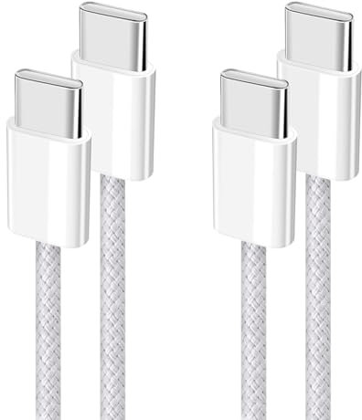 2 cables USB C, [1,5 m + 1,5 m] 30 W Cable USB C carga rápida, cable tipo C to Type C nailon trenzado compatible con iPhone 15 16 Pro Max/Plus Pro/Air MacBook Samsung Galaxy S23 S22 S24