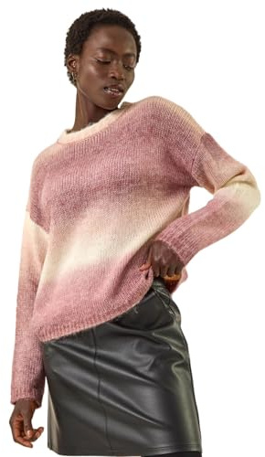 Roman Originals Thick Jumper for Women UK - Ladies Winter Autumn Smart Casual Knit Knitted Knitwear Pull-On Round Crew Neck Long Sleeve Work Office Dinner Party
