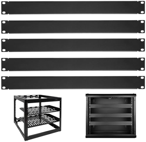 Black 1U Server Rack Filler Plates, 5 Pcs Metal Panels for 19 in Cabinet Mounting, Network Equipment Rack Blanks