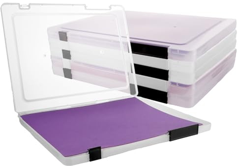 LOPYXBR 6 Stück Tragbare Archivbox A4, 30,5 x 22,5 x 2 cm Transparente Dokumentenbox aus Kunststoff, Stapelbare Multifunktionale Bürobedarf Aufbewahrungsbox für Dokumenten, Briefen, Sammelalben