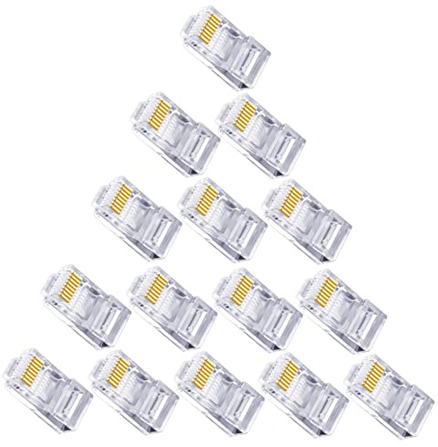 GARIOUANS 100pcs Head Connector for Ethernet Cable Cat Plug Pass Through Design for Stranded Network Cable