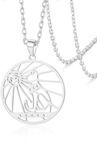 VASSAGO Ägyptische Ankh-Halskette Edelstahl Bastet Katze Auge des Horus Anhänger Halskette Ägypten Bastet Schmuck Geschenke für Frauen Männer