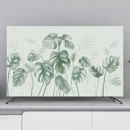 HSTANGKY Staubschutzhülle Für 32-80 Zoll TV-Geräte Weicher Displayschutz Mit Blumen/Blattmuster Für LED-/LCD Monitore Atmungsaktive Und Staubdichte Monitorabdeckung-Plants3||49-52inch
