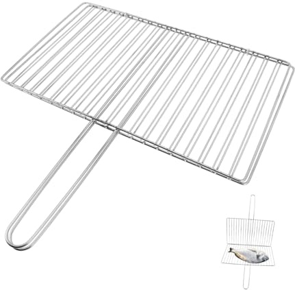 MERRYHAPY Panier à Poisson en Acier Inoxydable 24x39 Cm pour Barbecue Extérieur Grille à Légumes en Maille, Panier à Grillades De Poisson Et Viande, Camping Et Sorties en Plein Air