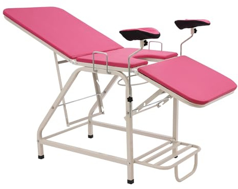 Gynäkologischer Stuhl,Gynäkologischer Untersuchungstisch, Kreißsaalstuhl,Max 150kg,Verstellbar Rückenlehne& Beinbrett,Behandlungsstuhl Medizinstuhl,165 * 60 * 80cm (Rosa)