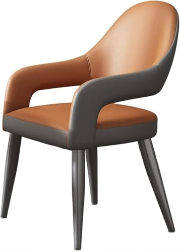 Moderner Esszimmerstuhl aus Leder – Stilvoller Küchensessel mit Metall-Beinen – bequeme gepolsterte Sitzgelegenheit für Zuhause, Esszimmer, Büro oder Restaurant