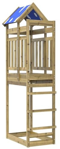 vidaXL Spielturm Braun 52.5 x 85 x 239 cm Massives imprägniertes Holz, Moderne Spielturm-Anlage, Outdoor-Schaukel, Rutschen für Kinder, Spaß und Abenteuer im Garten