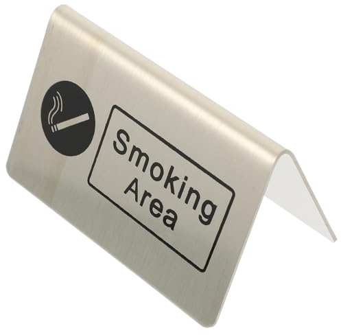 PRETYZOOM Panneau de Table « Zone Fumeurs » en Acier Inoxydable, Signalisation Recto-verso pour Espace Fumeurs Intérieur, Plaque Indicatrice Professionnelle pour Cafés, Restaurants