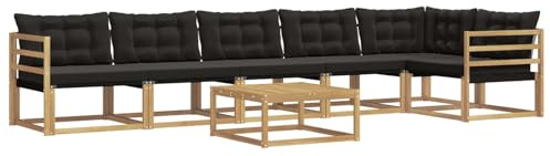 vidaXL Outdoor-Sofagarnitur 7 pcs Weiß und Schwarz 79 x 79 x 37 cm, Garten Sofa für draußen, modernes Lounge Set, langlebige Möbel für die Terrasse, bequemes Sitzen