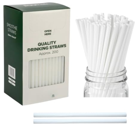 HOT BARGAINS 1000 x Reusable Paper Bubble Tea Straws 10.5mm x 10 Inch – Jumbo Straight Smoothie & Milkshake Drinking Straws, Wide Bubble Tea Straws for Boba (1000, 10.5mm / 10)