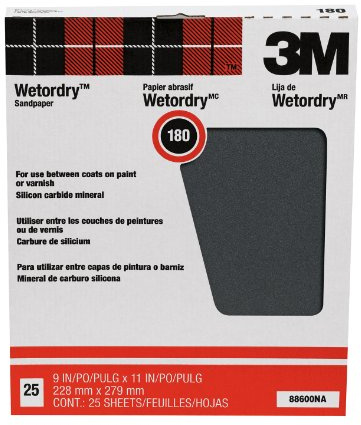 3M Wet or dry Sanding Sheets, 180C-Grit, 9-in by 11-in, 25-Pack