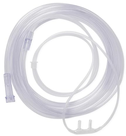 Medline Soft-Touch Nasal Oxygen Cannula with 7-ft Tubing for Adults, Clear, Standard Connector for Seniors & Home Care, Lightweight, 50-Pack