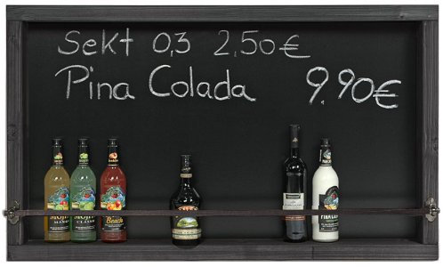 Rustikale Kreidetafel Wandbar Weinregal 100x60cm (Schwarz, 100 x 60 cm)