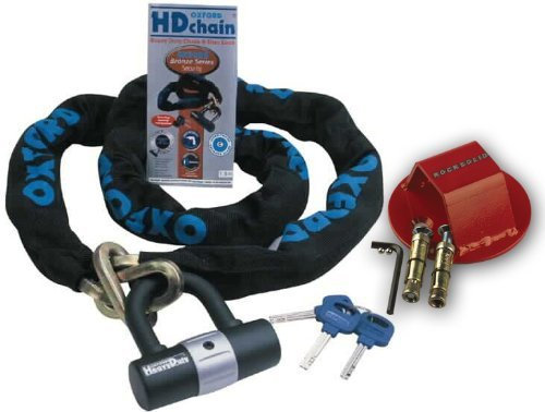 Oxford Sold Secure Motorradkette & Lock 1,5 m mit grundsoliden Bodenanker