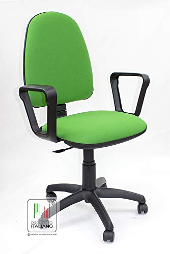 Stilsedie - Sedia Ergonomica da Ufficio con Braccioli fissi, sedie e schienale Regolabile con contatto permanente e pistone a gas Design Ergonomico per Scrivania e Uso Domestico Mod Torino (VERDE)