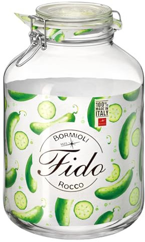 Bormioli Rocco S.p.A. Rocco Einkochglas 5 Liter, mit Bügelverschluss und Gummiring, klar Fido durchsichtig - (1 Stück)