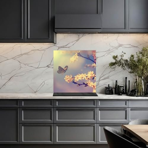 banjado Küchenrückwand Glas ohne Bohren 50x50cm – Glasrückwand Küche mit Motiv Tag Im Mai/Spritzschutz Küchenrückwand Glas/selbstklebende Küchenrückwand Platte - magnetisch & beschreibbar
