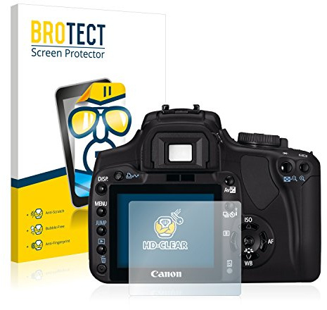 BROTECT Schutzfolie für Canon EOS 400D | 2 Stück Transparenter Displayschutz Made in Germany Klare Displayschutz-Folie Clear Einfache Montage Case-Friendly