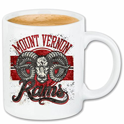 Reifen-Markt Kaffeetasse MOUNT VERNON RAMS BÜFFEL WASSERBÜFFEL DODGE RAM VERNON BÜFFELREITEN WILDTIER Keramik 330 ml in Weiß