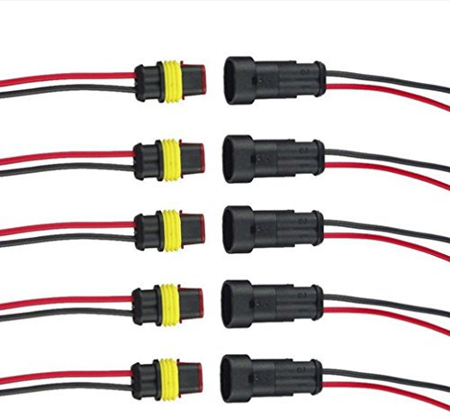 Qiorange 5Pcs 2-Polig Kabel Steckverbinder Stecker Wasserdicht Schnellverbinder KFZ LKW Auto