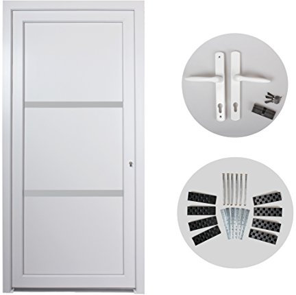 kuporta Kunststoff Haustür Carbo 98 x 200 cm DIN links weiß mit Drücker-Set und Montage-Set
