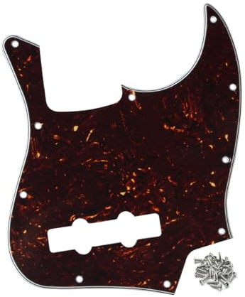 FLEOR 10-Loch JB Bass Pickguard 4Ply Scratch Plate ohne Truss Rod Notch für USA/Mexikanische Standard 4-Saiter Modell JB Bassgitarre, Braune Schildkröte