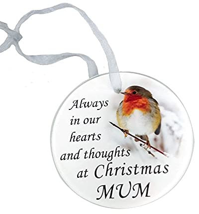 David Fischhoff Robin Christmas Tree Hanging Glass Memorial Ornament (Robin Glassware, Mum)