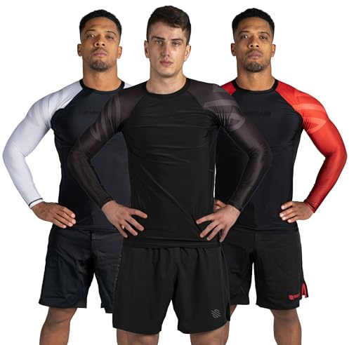 Sanabul Essential Long Sleeve Compression Training Rash Guard for MMA BJJ Wrestling Grappling and No Gi Jiu Jitsu rashguard