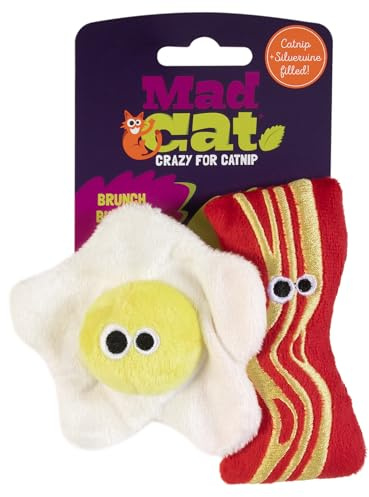 Mad Cat Brunch Buddies Catnip & Silvervine Plush Cat Toy | Encourages batting, pouncing and chasing, cute breakfast food themed design, engaging solo play for felines at any playtime