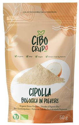 Cipolla in Polvere Biologica - 50g. Cipolla Disidratata ed Essiccata al Sole di Alta Qualità. Cipolla Essiccata Macinata Finemente.