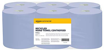 AmazonCommercial Asciugamani di Carta, Rotolo Centrefeed 2 Veli Riciclata, 6 Rotoli (1 confezione), 450 Fogli per Rotolo, Dimensione del Foglio: 30 cm x 20 cm