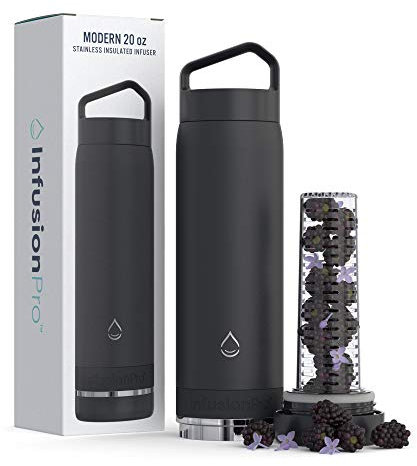 Infusion Pro Fruit Infuser Water Bottle - Vacuum Insulated (20 oz) Stainless Steel : Fruit Infusion Recipe eBook : Bottom Loading for More Flavor : Easy Cleaning : Great Gift