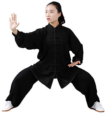 FLY FLU Tai Chi Kung-Fu Taiji Tang Anzug Tai Chi Kleidung Morgengymnastik Kleidung Kung Fu Kleidung Kampfkunst Kleidung Baumwolle Leinen - （Kleidung Und Hose）,Black-L