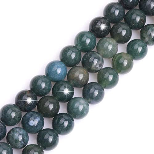 HAAMIIQII 35pcs 10mm Natürliche Moos Achat Perlen Runde Lose Edelstein Perlen für Schmuck Herstellung DIY Armband Halskette