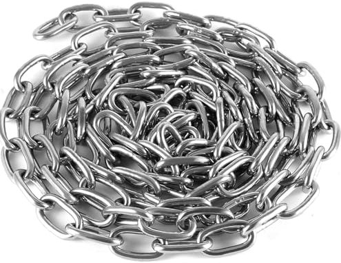 Heavy Duty Galvanized Chain Links Extra Strong Welded Dipped Shiny Chrome Plated and Polished DIY for Fence Gate Bike Cycle Security Lock (10mm, 3 metre)