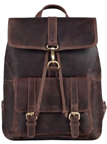 STILORD 'Kacey' Daypack Damen Leder Vintage Lederrucksack für 13.3 Zoll Laptops DIN A4 Kleiner Unirucksack Cityrucksack Elegant Damenrucksack Echtleder, Farbe:granada - braun