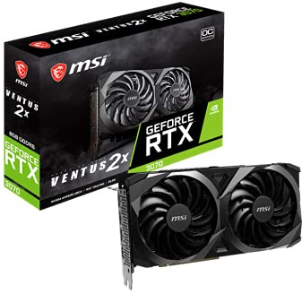 MSI Gaming GeForce RTX 3070 LHR 8GB GDRR6 256-Bit HDMI/DP Nvlink Torx Fan 2 Ampere Architecture OC Graphics Card (RTX 3070 Ventus 2X 8G OC LHR)