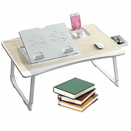 HGTRH Betttablett Mit Leseklappe, Betttablett Notebook, Tragbares Notebook Faltbarer Schoßschreibtisch Laptoptisch Mit Schublade Betttisch Beistelltisch Laptoptisch Fürs Bett Klein