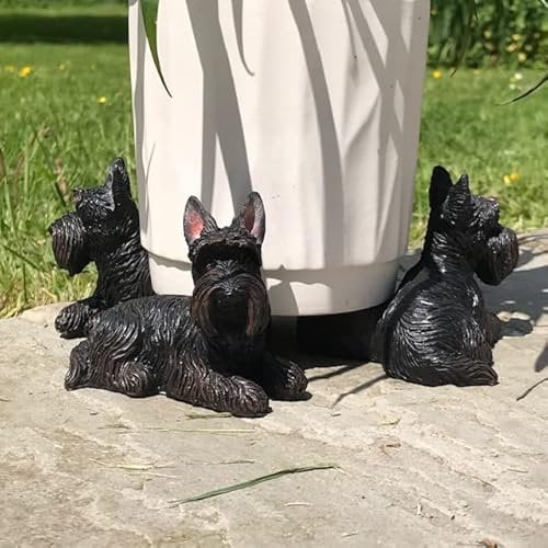 Animal Crackers SET of 3 Scottish Terrier Dog shaped Plant Flower Pot Stands ornament decoration Scotty Dog lover gift