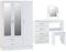 Seconique Nevada 3 Door 2 Wardrobe, White Gloss, Composite Board, Veneer, Handle, Hinges, Metal Drawer Runners, Plastic FEET, Mirrored Glass & Nevada 4 Drawer Dressing Table Set - White Gloss