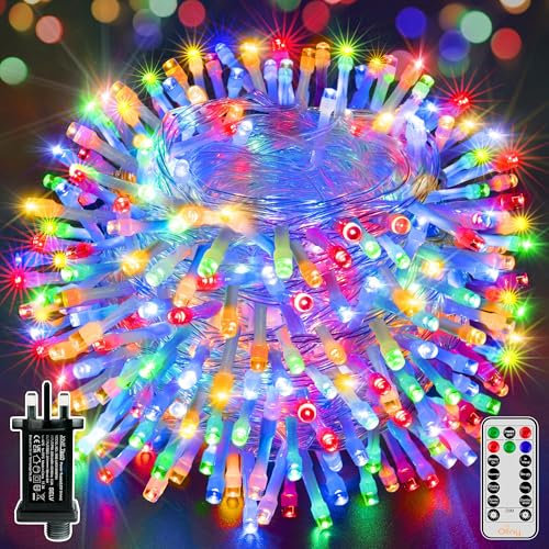 Ollny Fairy Lights Mains Powered, 40m 400 LED Outdoor String Lights, Waterproof Garden Light with Plug/Timer/8 Modes/Dimmable for Outside/Indoor/Window/Wedding Decorations, Multicoloured